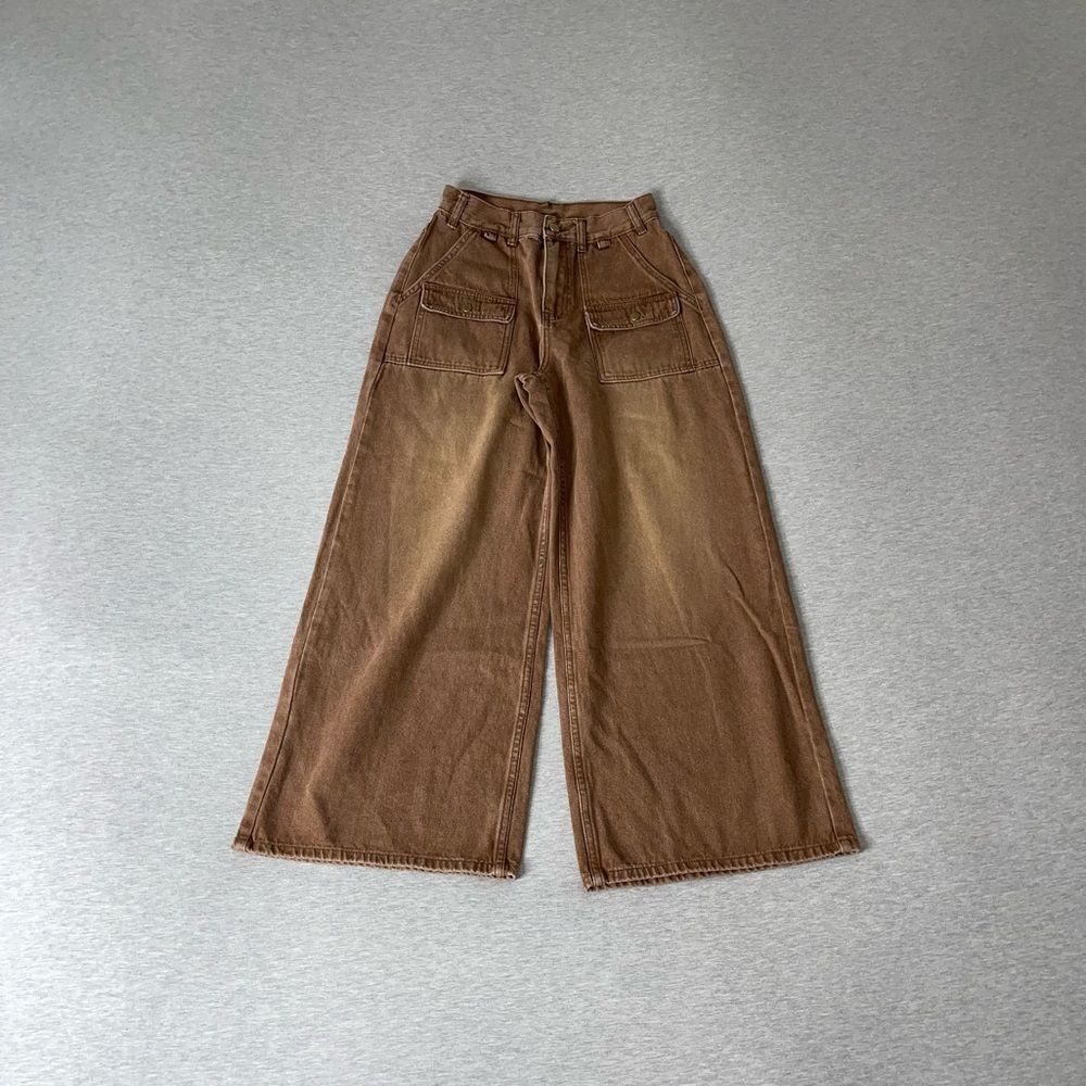 Cider Women’s High-Rise Oversized Cargo Wide Leg Jeans - Size S